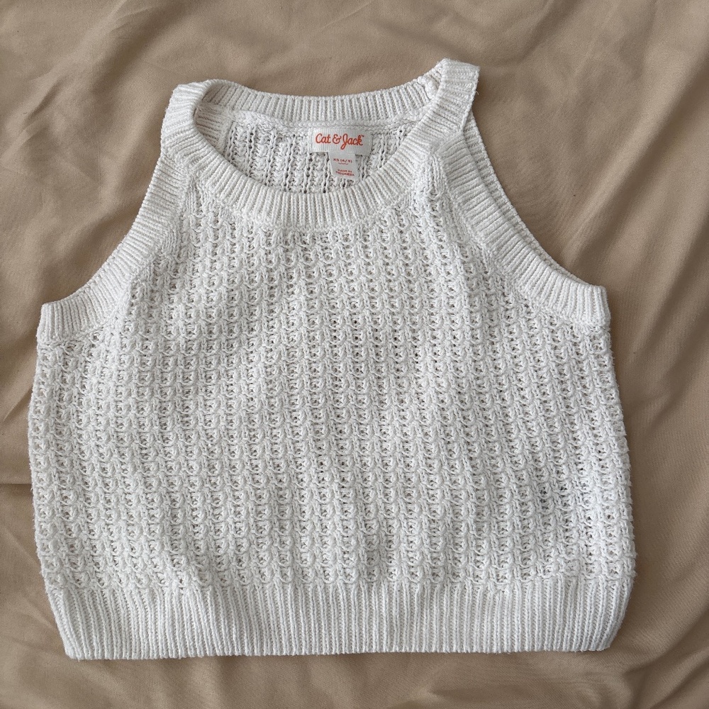 Cat & Jack Crochet Sleeveless White Top Size 4-5
